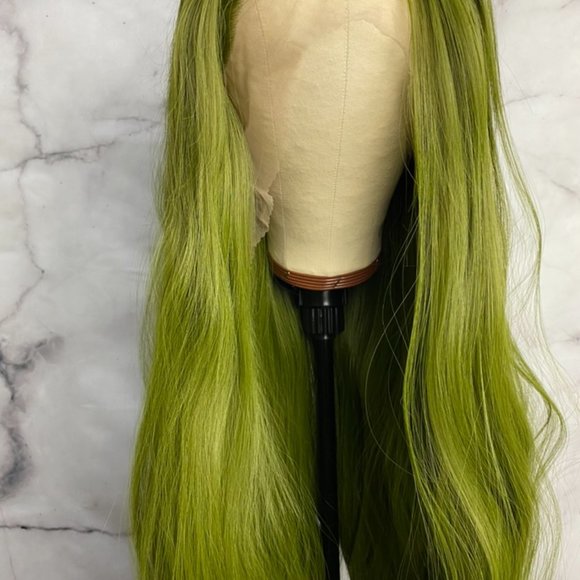 Dark Green Silky Lace Wig - Picture 7 of 9